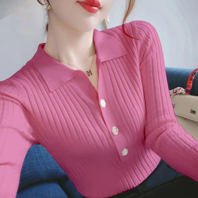 Fashion Solid Color Long Sleeve Button Shirt