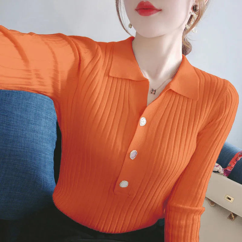 Fashion Solid Color Long Sleeve Button Shirt