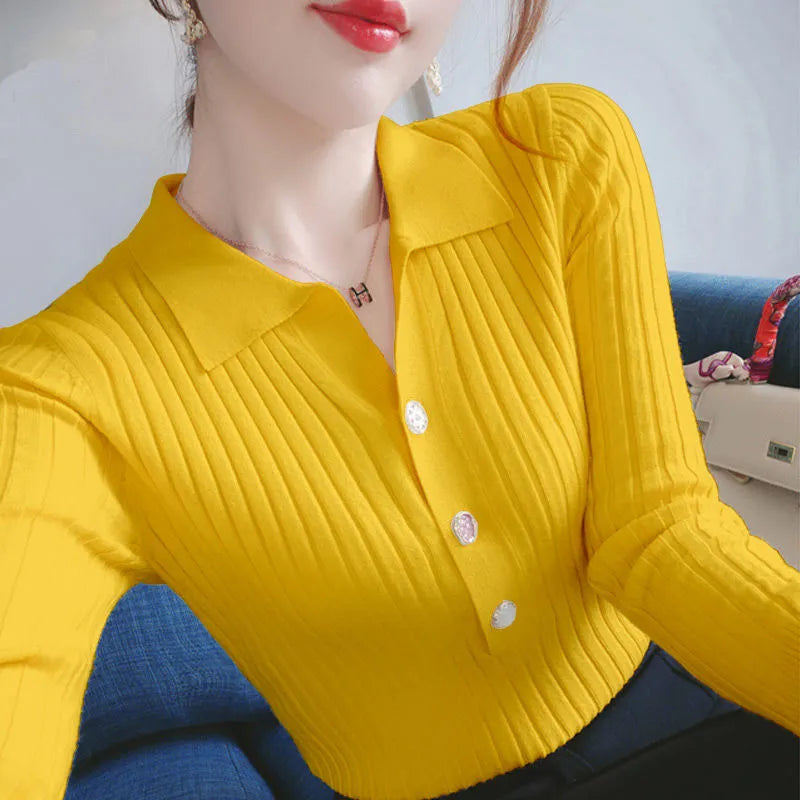 Fashion Solid Color Long Sleeve Button Shirt