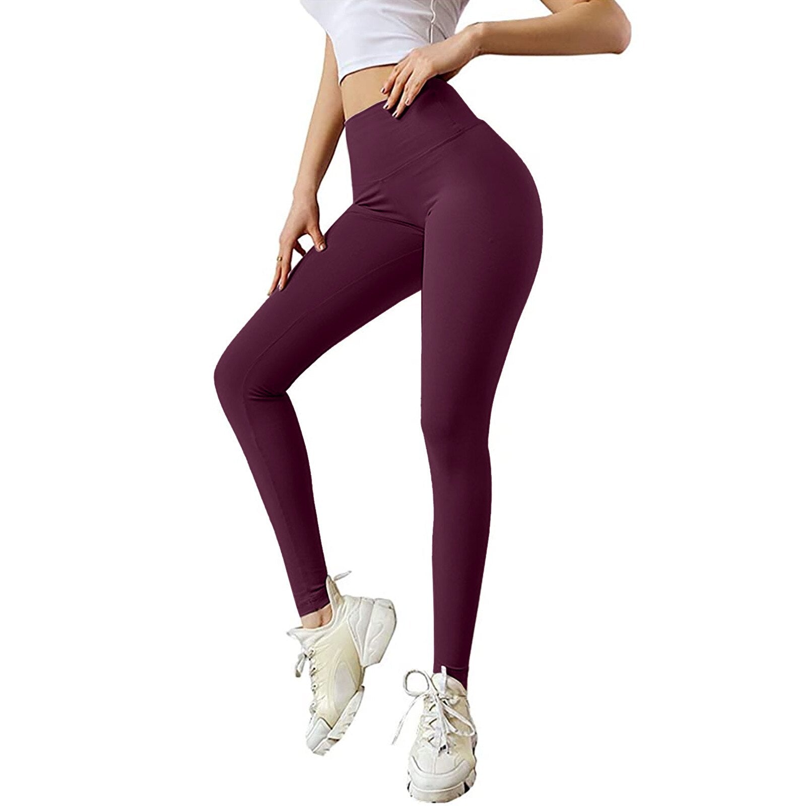 Pure Color Hip Lifting Elastic Fitness Running Yoga Pants