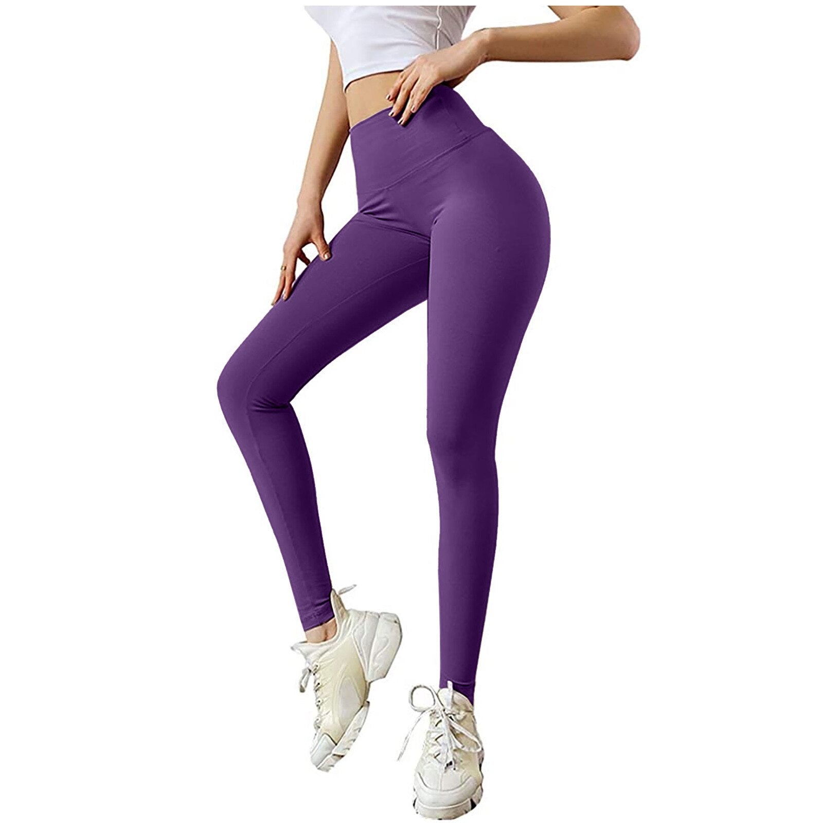 Pure Color Hip Lifting Elastic Fitness Running Yoga Pants