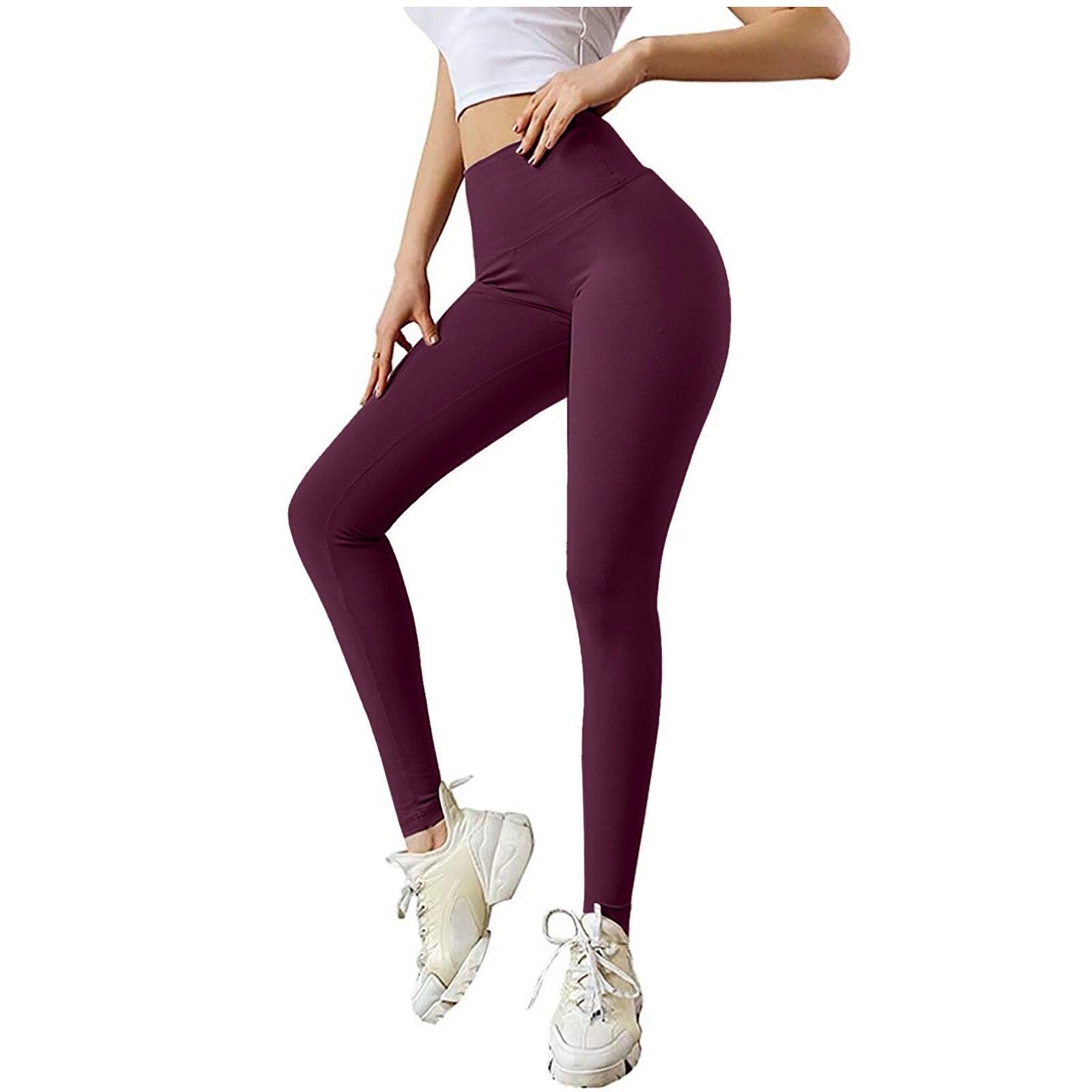 Pure Color Hip Lifting Elastic Fitness Running Yoga Pants