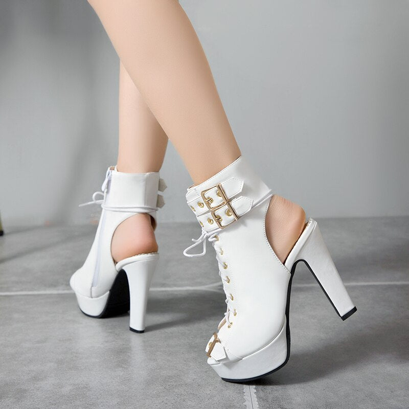 Peep Toe Ankle Boots For Women