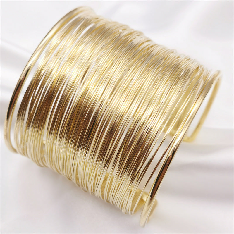 Golden Ethnic Style Round Multiple Cuff Bracelets