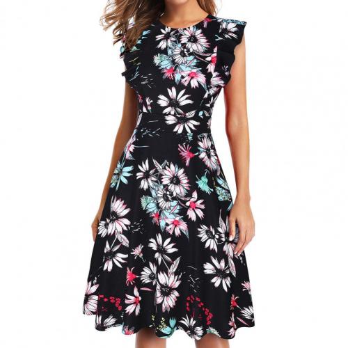 Floral Print Flowy Hem Tunic Dress