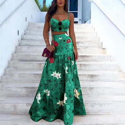 Floral Print Two Piece Skirt Set