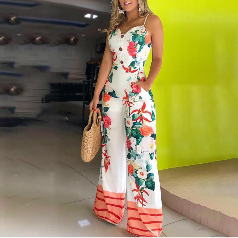 Floral Print Summer Office Jumpsuits