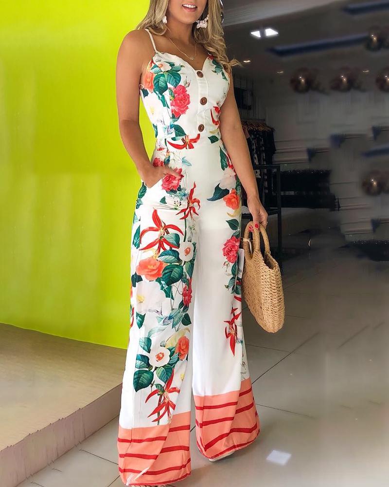 Floral Print Summer Office Jumpsuits