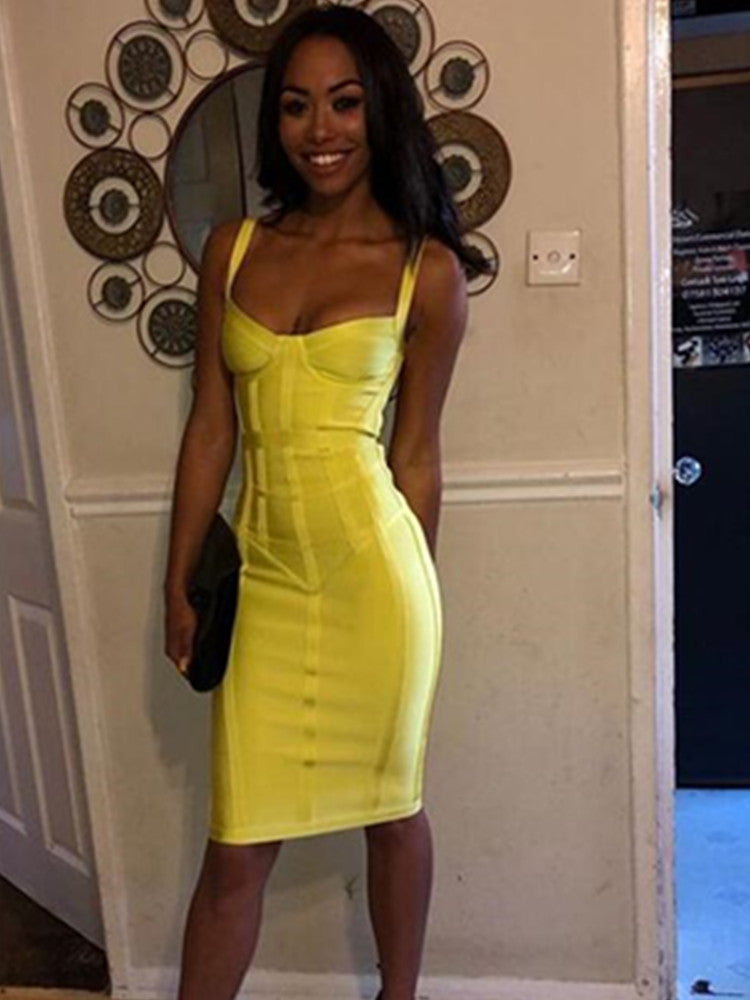 Sexy Sleeveless V Neck Bodycon Bandage Dress