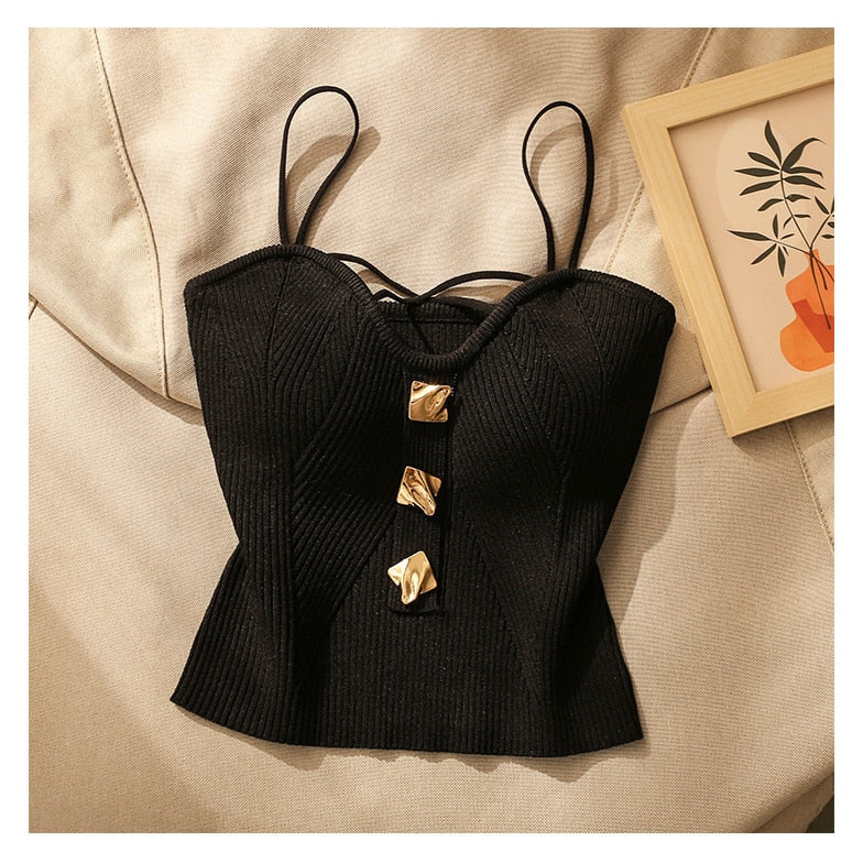 French Style Cross-knit Suspender Summer  Camisole