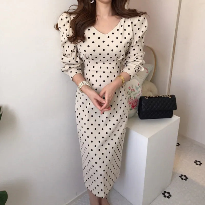 spring vintage dress polka dot,polka dot long sleeve dresses,polka dot dress long sleev,polka dot dress women long – Shequila's Fashions