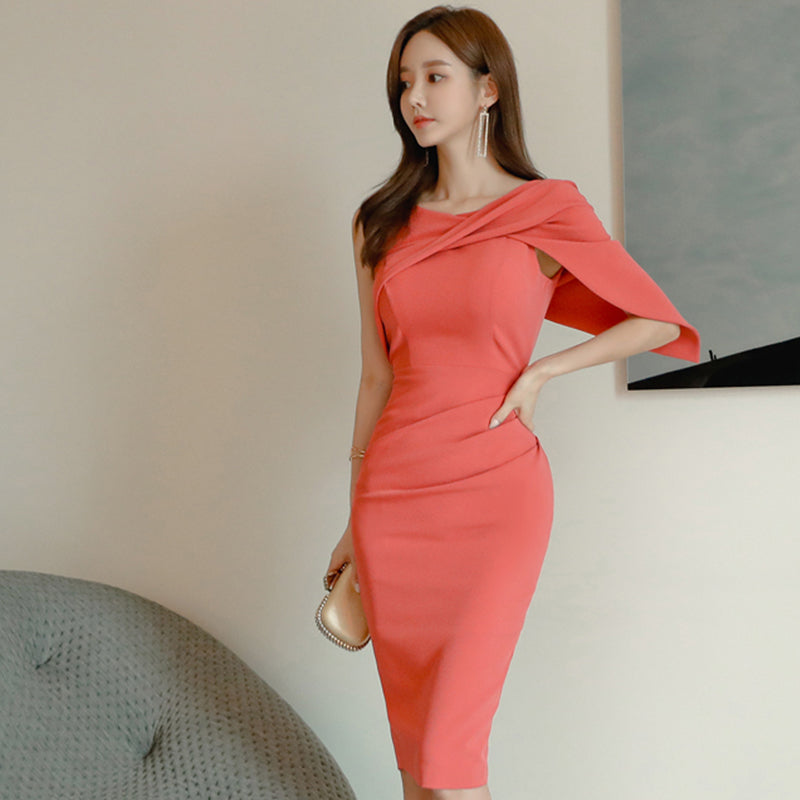 One-Shoulder Bodycon Pencil Sheath Dresses