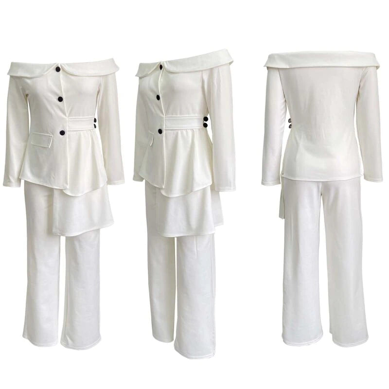 Full Sleeve Off Shoulder Long Sleeve Top And Pant 2 Piece Set