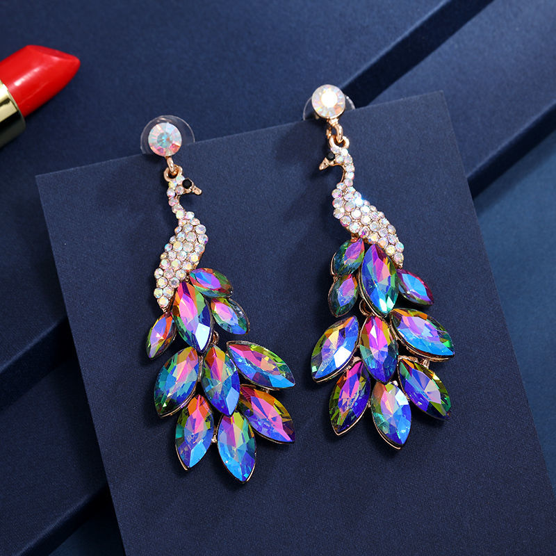 Luxury Crystal Leaf Long Drop Earrings