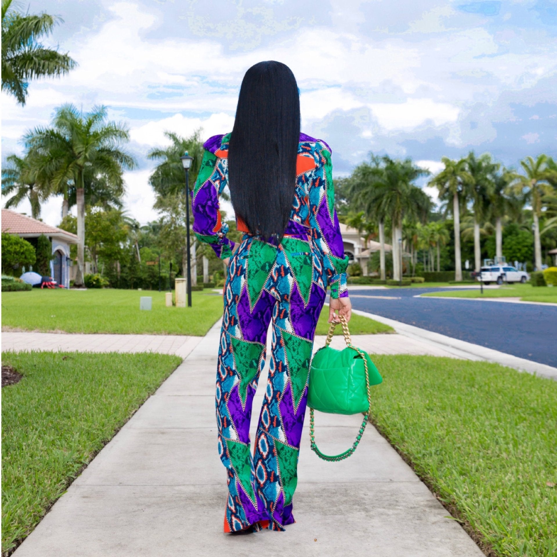 V-neck Colorful Print Jumpsuit