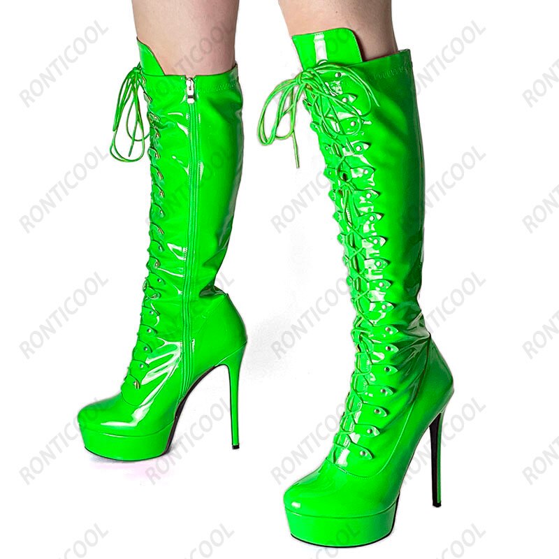 Women Winter Platform Knee High Stiletto Heels Boots