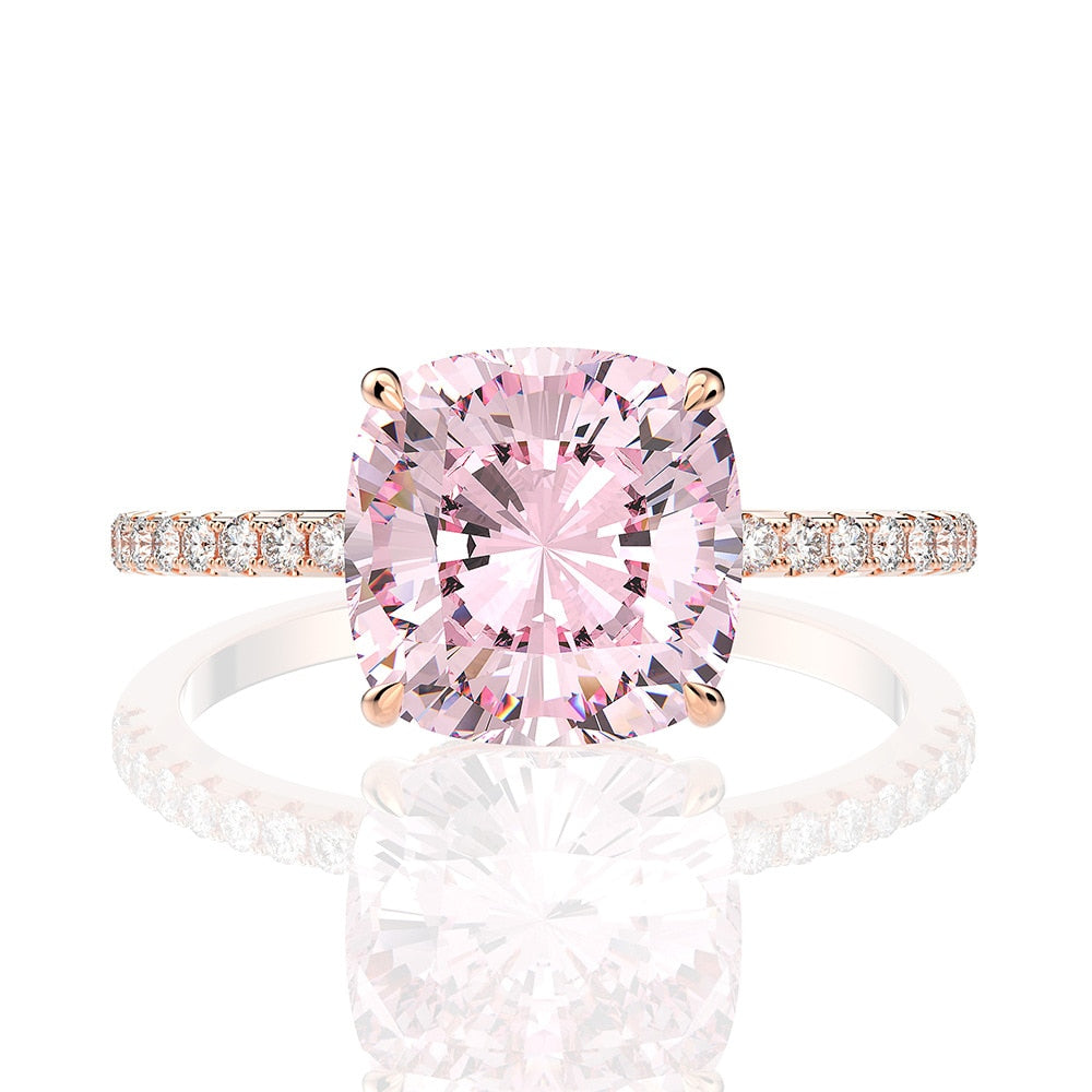 925 Sterling Silver Created Moissanite  Rose Gold Ring
