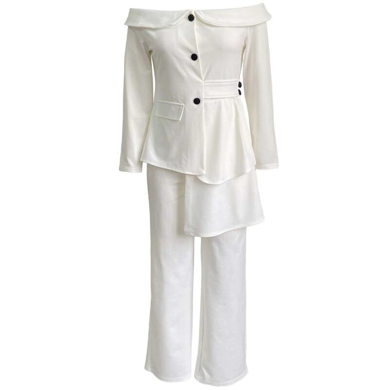 Full Sleeve Off Shoulder Long Sleeve Top And Pant 2 Piece Set