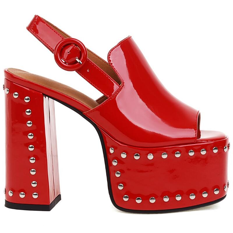 Patent leather RivetThick High Heel Platform Shoes