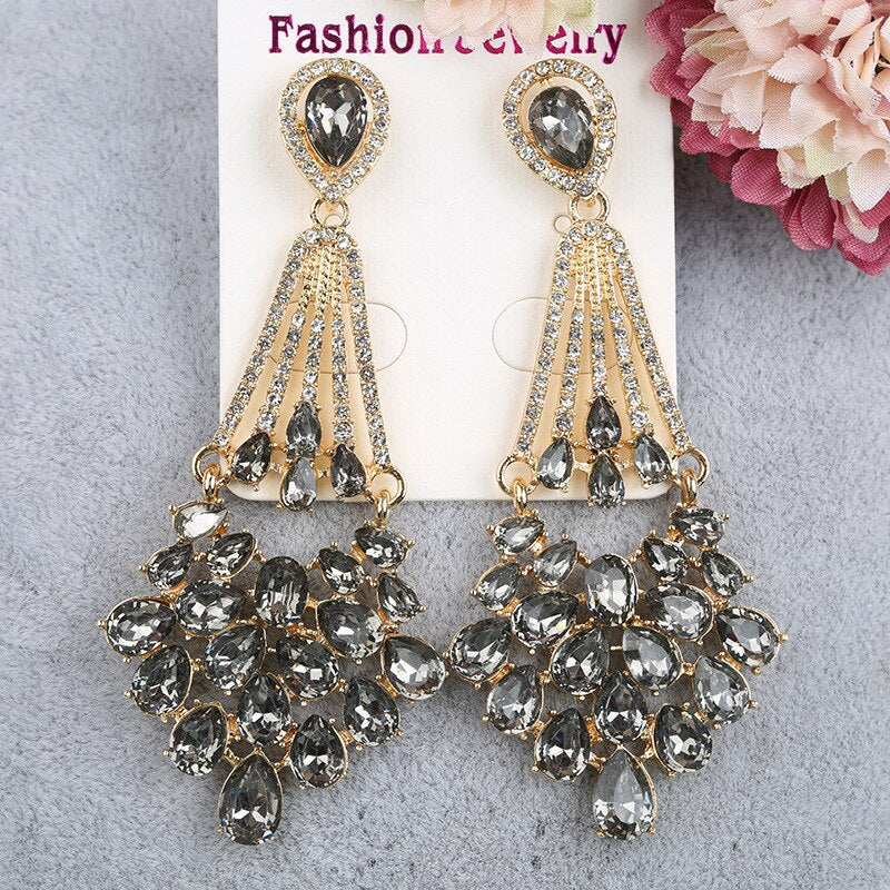 Vintage Hollow Cystal Rhinestone Drop Earrings