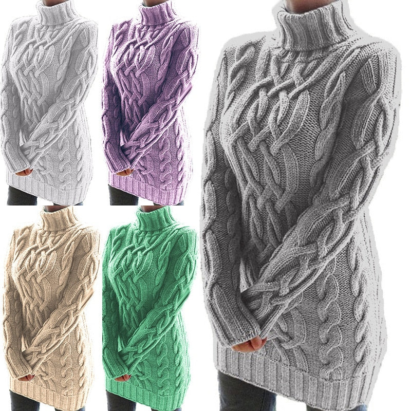 Turtleneck Retro Thick Thread Twist Sweater