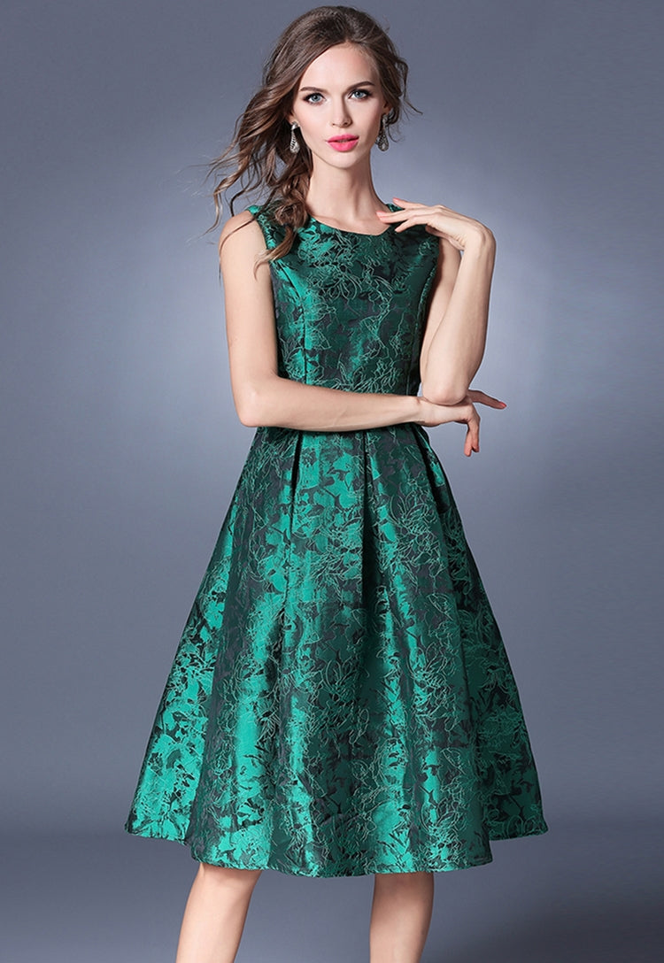 Jacquard Green Dress