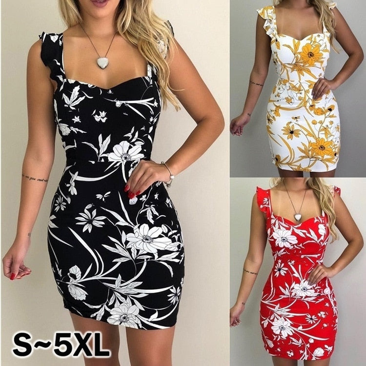 Summer  Sleeveless Print Backless Dress