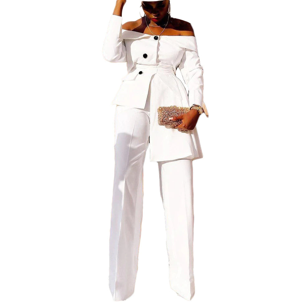 Full Sleeve Off Shoulder Long Sleeve Top And Pant 2 Piece Set