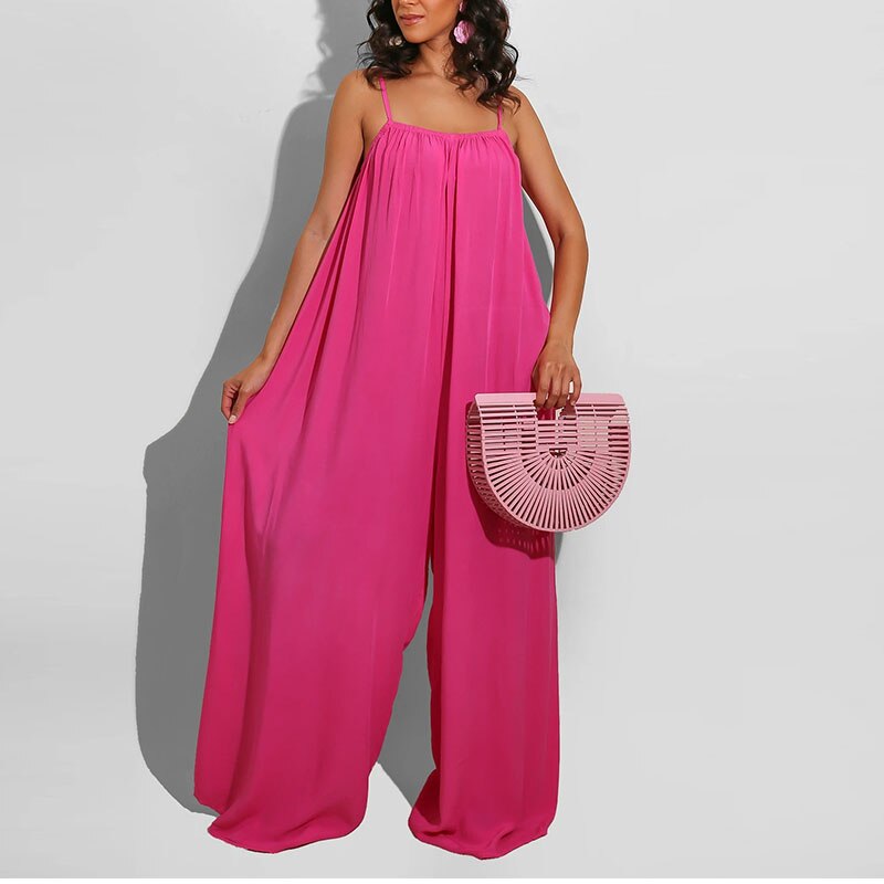 Spaghetti Strap Wide Leg Loose Jumpsuits