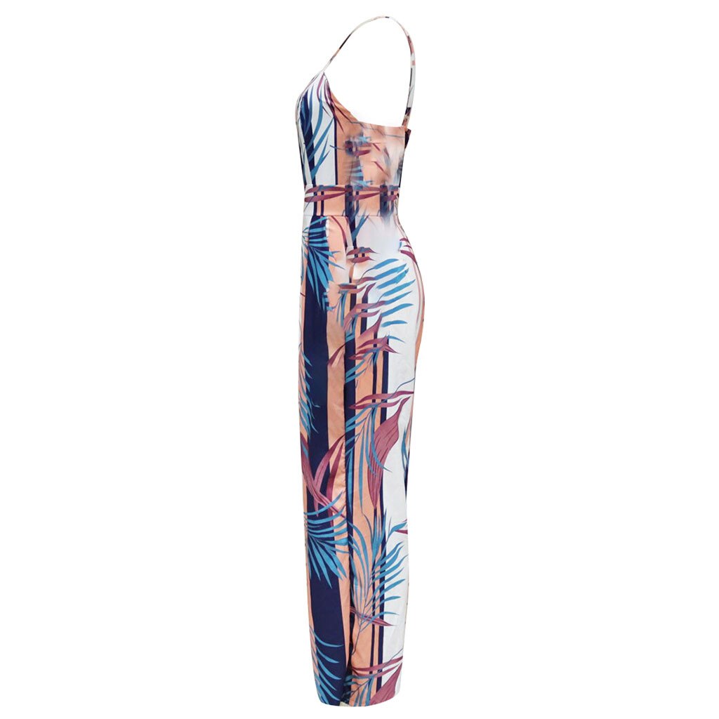 Backless Sleeveless  Print Jumpsuit