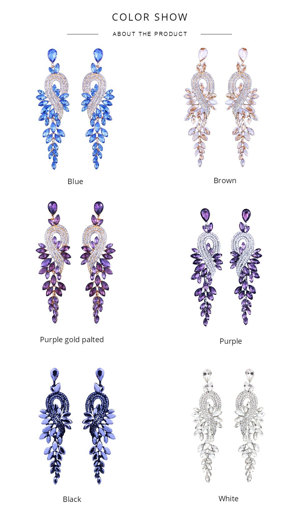 Luxury Crystal Leaf Long Drop Earrings