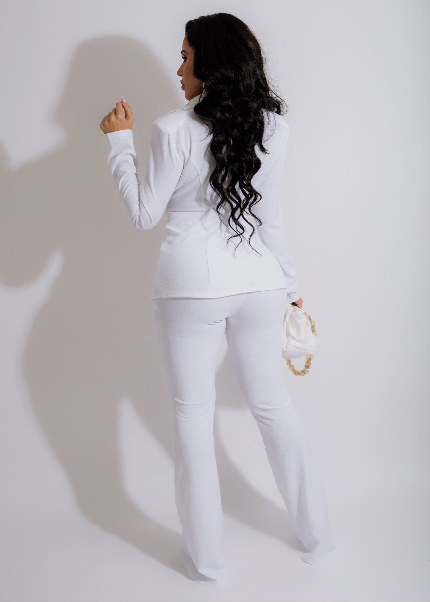 Blazer and Straight Wide Leg Pants Suit
