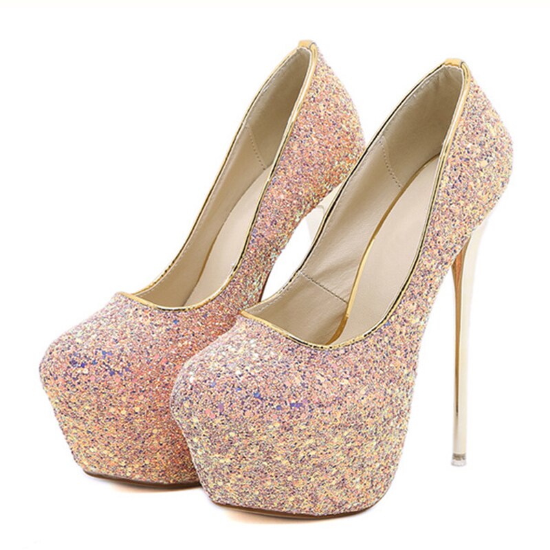 Extreme Sexy High Heels Platform Fashion Bling Sequined Shoes