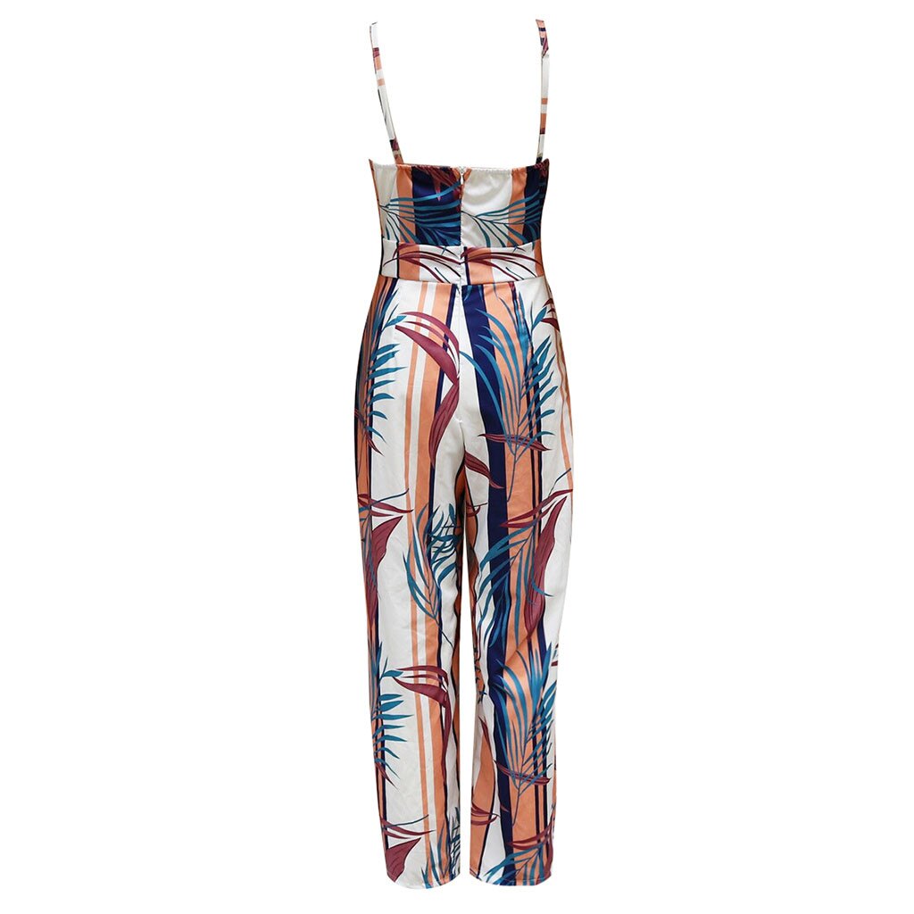 Backless Sleeveless  Print Jumpsuit