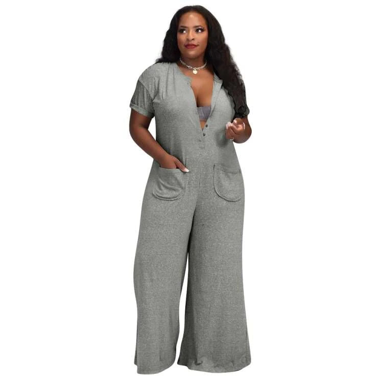 Wide Leg Pants Loose Jumpsuit with Pockets