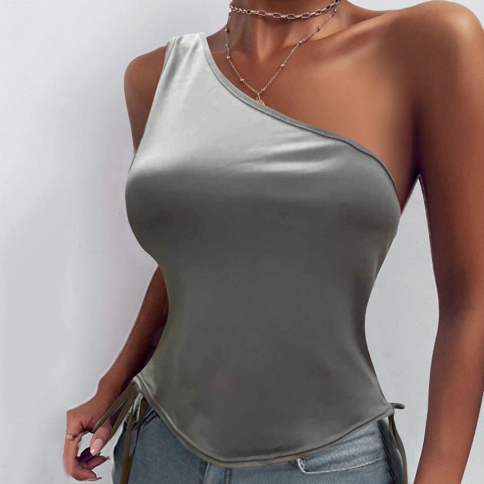 Summer Casual One Shoulder T-Shirt  S