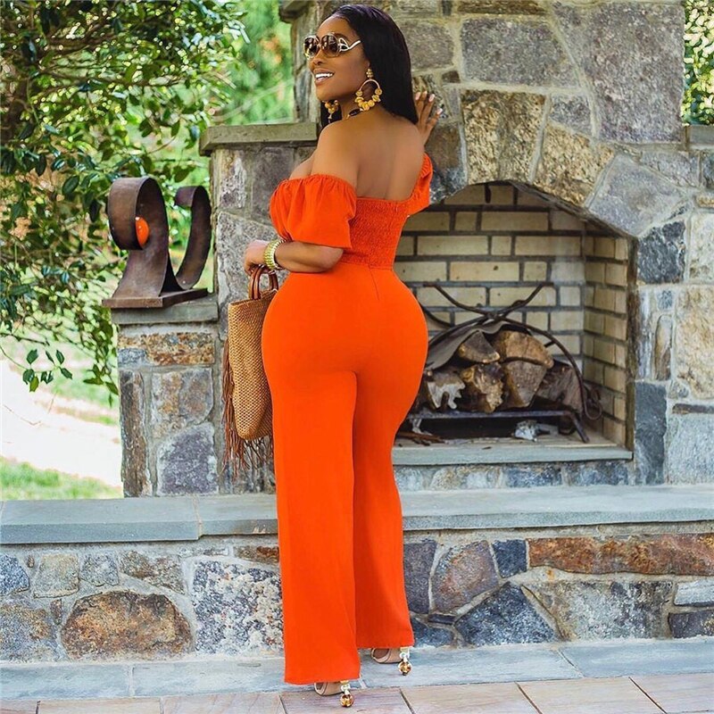 Off Shoulder Cut Out Wide Leg Jumpsuit