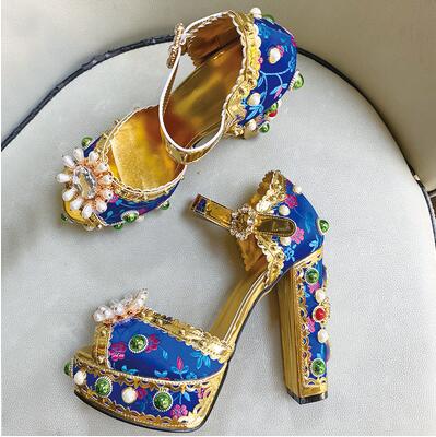 Luxury Crystal Faux-pearl Embellished Platform Sandals