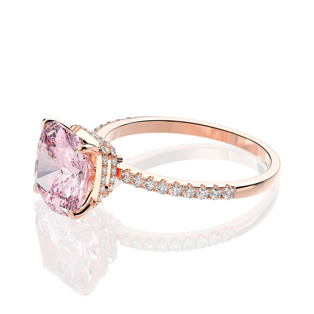 925 Sterling Silver Created Moissanite  Rose Gold Ring