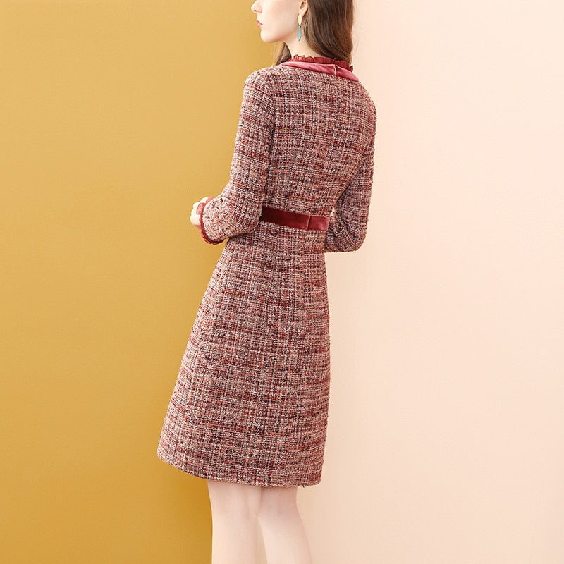 Vintage Tweed Wine Dress