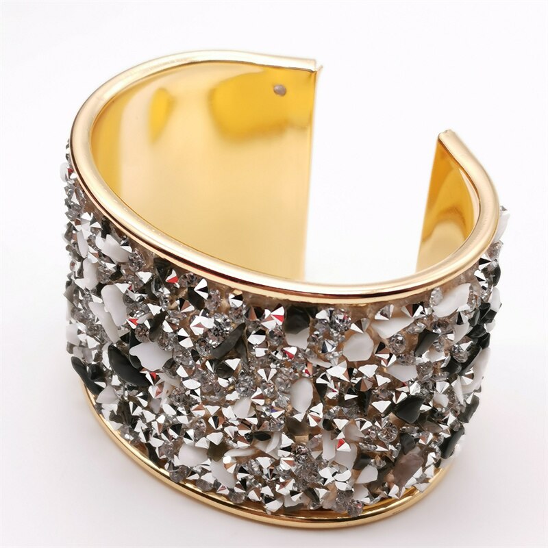 Rhinestone Natural Stone Cuff Bracelets