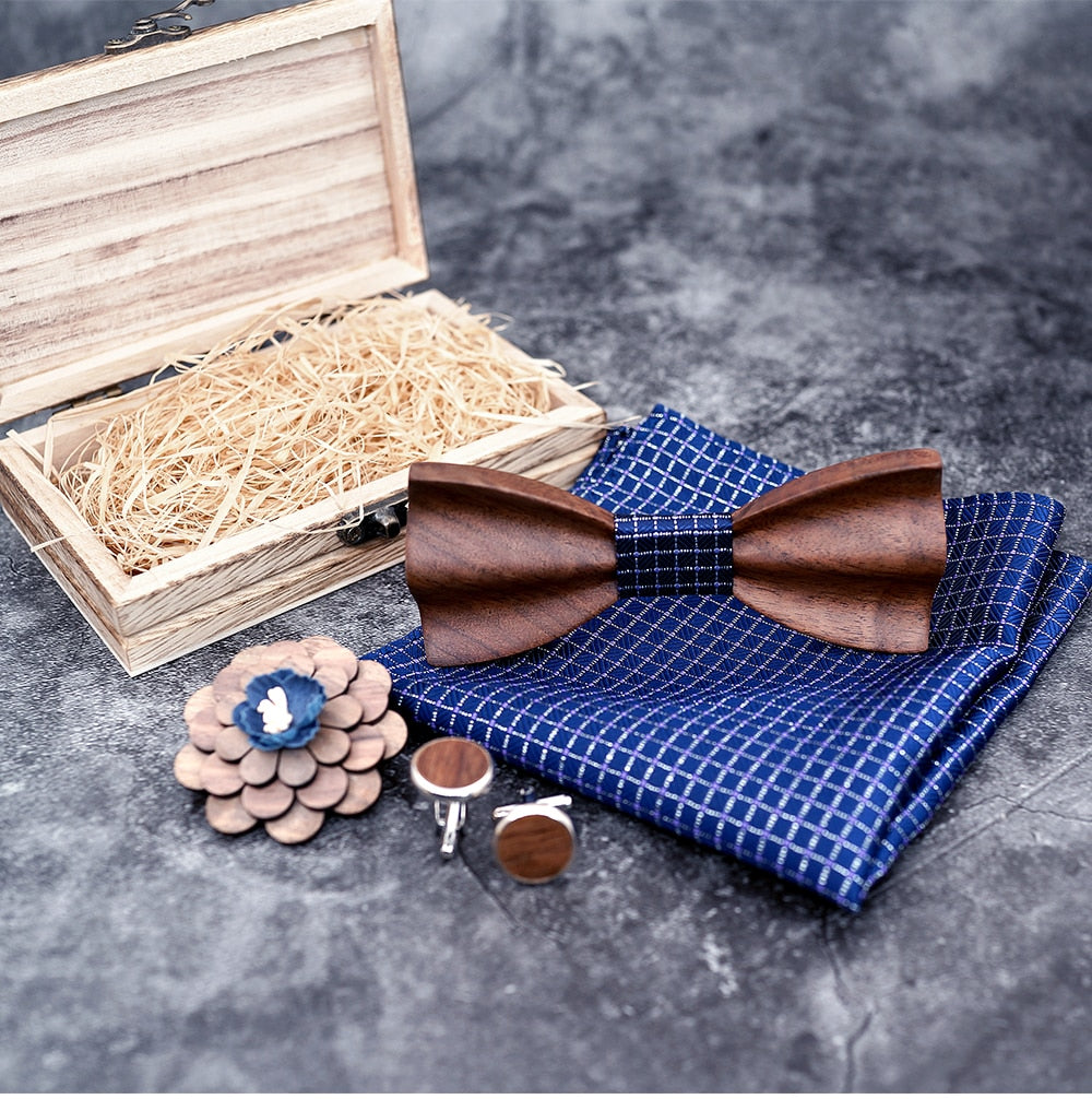 3D Black Walnut Wooden Bowtie for Mens