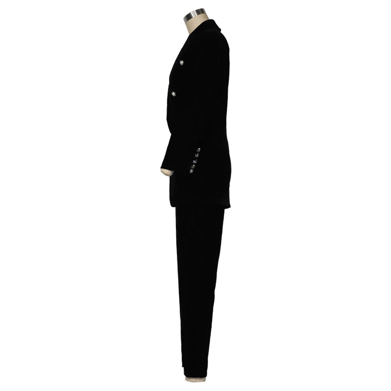 Autumn Winter Notched Full Sleeve Blazers Pants Suit