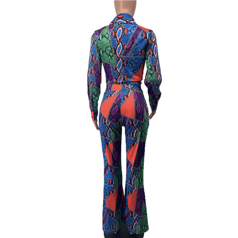 V-neck Colorful Print Jumpsuit