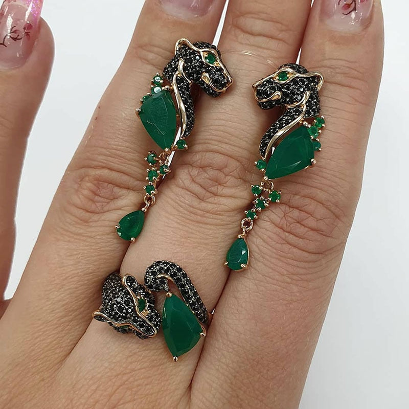 3pcs Fashion Zircon Animals Leaf Shape Jewelry Sets