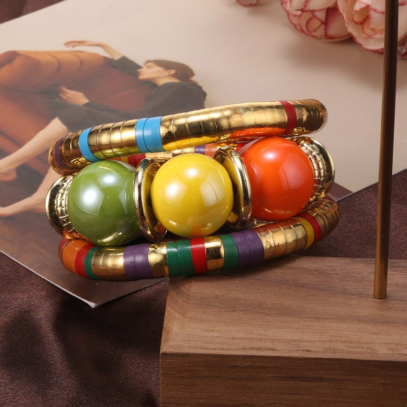 Vintage Natural Stone Bead Snake Bangles