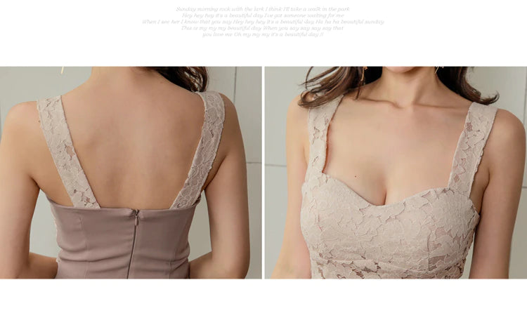 V Collar Sleeveless Summer Lace Pencil Dress