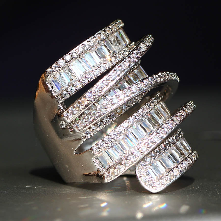Zircon Stamped S925 Silver Color  Rings