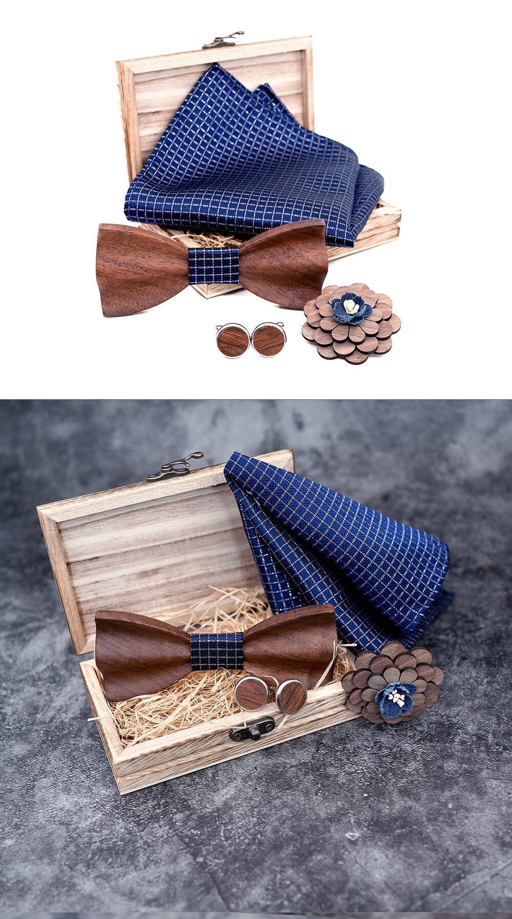 3D Black Walnut Wooden Bowtie for Mens