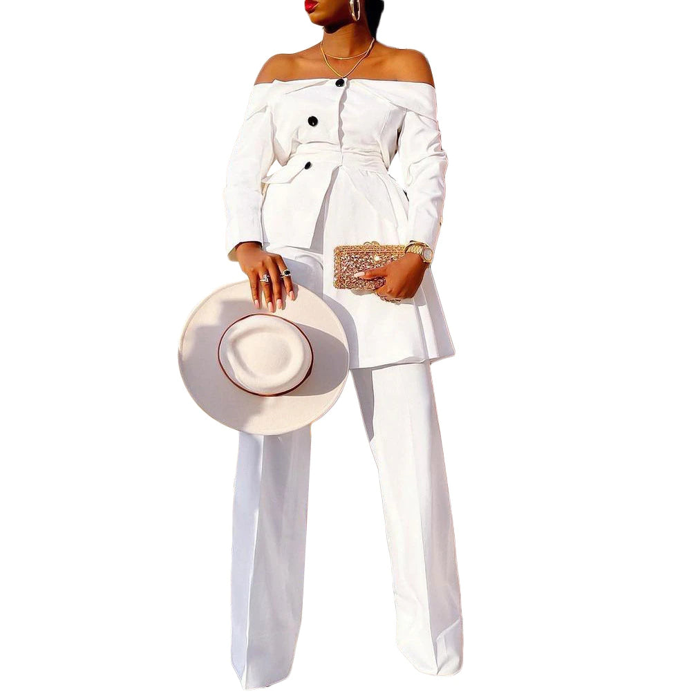 Full Sleeve Off Shoulder Long Sleeve Top And Pant 2 Piece Set